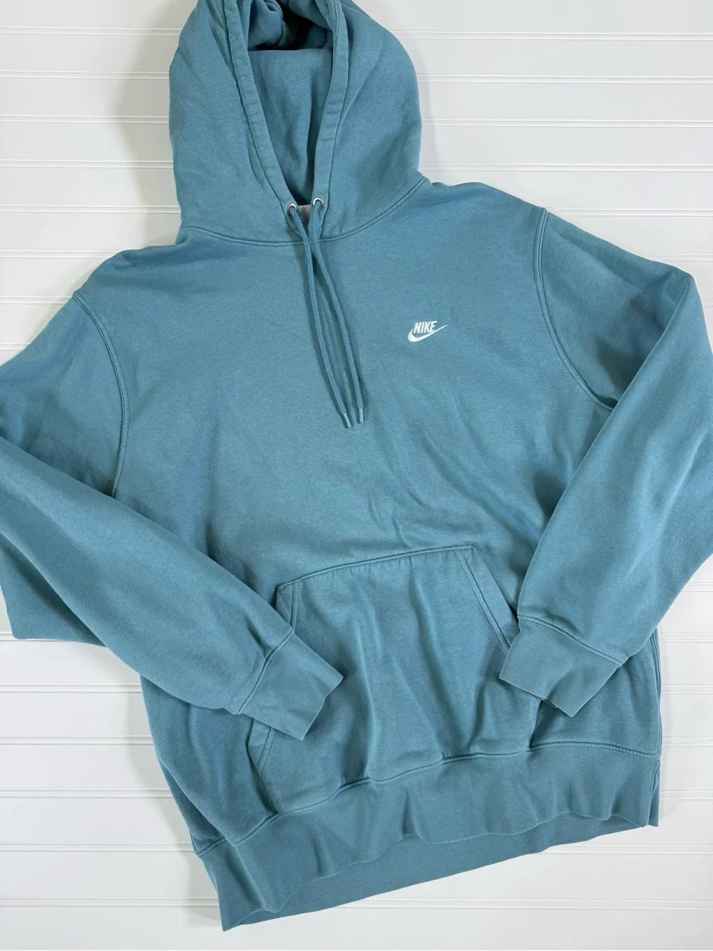 Nike Men's Teal Pullover Hoodie with White Swoosh